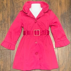 Maggie & Zoe Dark Pink Toddler Girls Pea Coat W/ Attached Belt